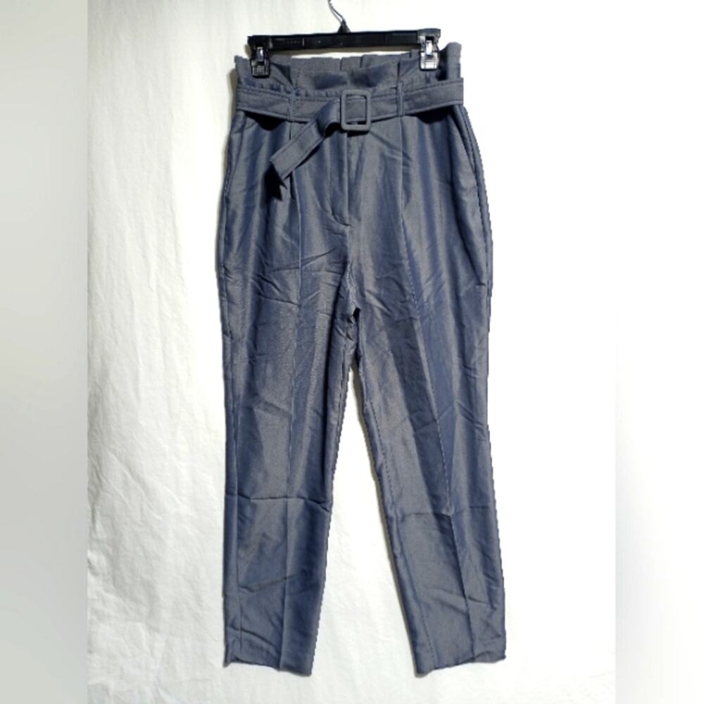 Express Super High Waisted Belted Paperbag Ankle Pant Gray Size 8R